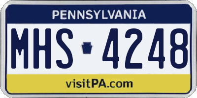 PA license plate MHS4248