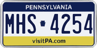 PA license plate MHS4254