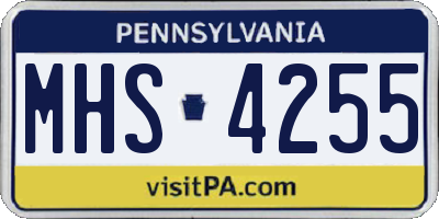 PA license plate MHS4255