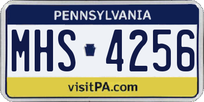 PA license plate MHS4256