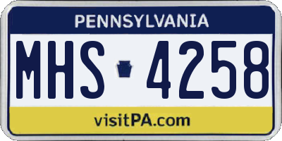 PA license plate MHS4258