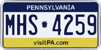 PA license plate MHS4259