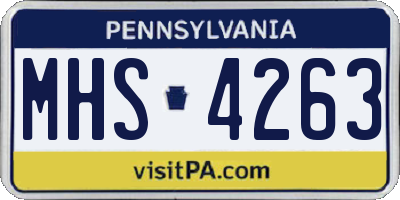 PA license plate MHS4263