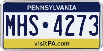 PA license plate MHS4273