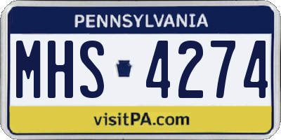 PA license plate MHS4274