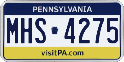 PA license plate MHS4275