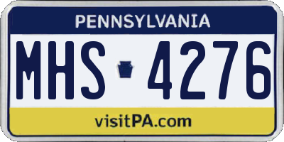PA license plate MHS4276