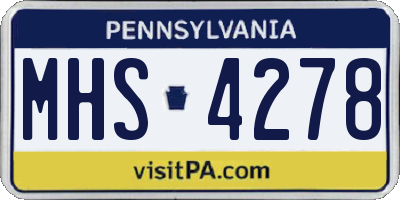 PA license plate MHS4278