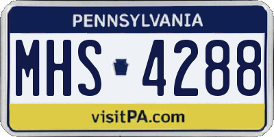 PA license plate MHS4288