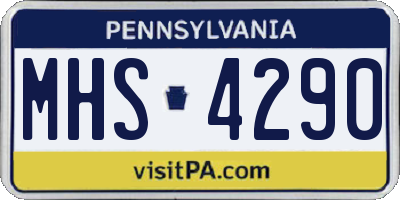 PA license plate MHS4290