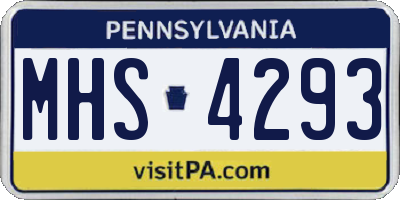 PA license plate MHS4293