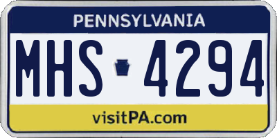 PA license plate MHS4294
