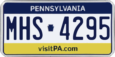 PA license plate MHS4295