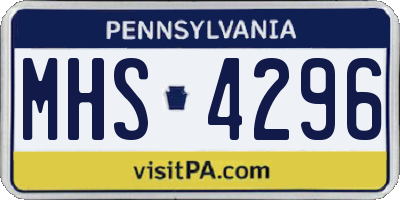 PA license plate MHS4296