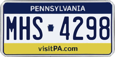 PA license plate MHS4298