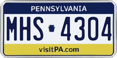 PA license plate MHS4304