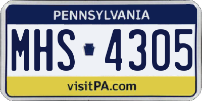 PA license plate MHS4305