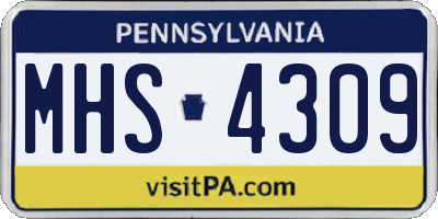 PA license plate MHS4309