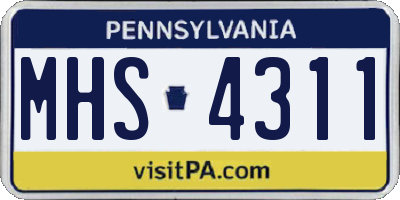 PA license plate MHS4311