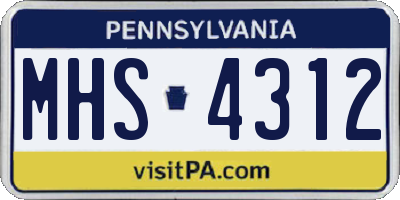 PA license plate MHS4312