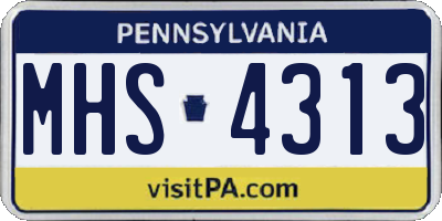 PA license plate MHS4313
