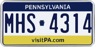 PA license plate MHS4314