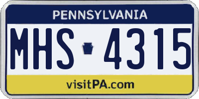 PA license plate MHS4315