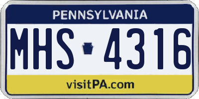 PA license plate MHS4316