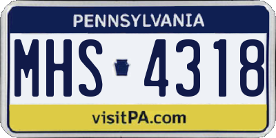 PA license plate MHS4318