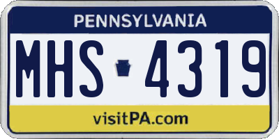 PA license plate MHS4319