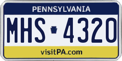 PA license plate MHS4320