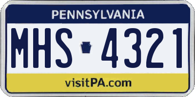 PA license plate MHS4321