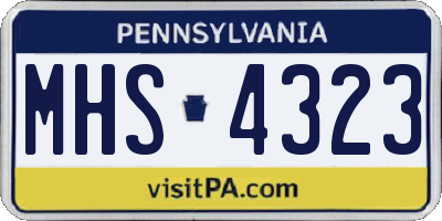 PA license plate MHS4323