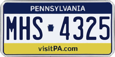 PA license plate MHS4325