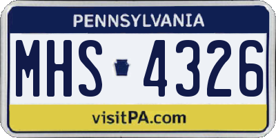 PA license plate MHS4326