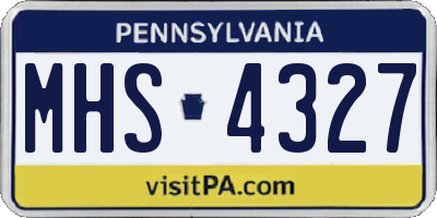 PA license plate MHS4327