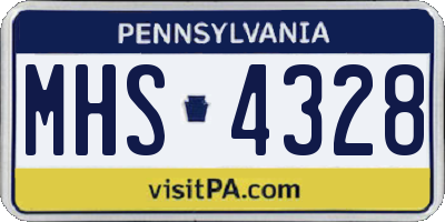 PA license plate MHS4328