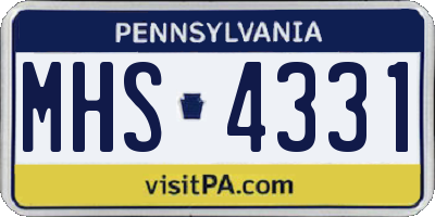 PA license plate MHS4331