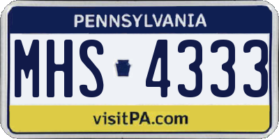 PA license plate MHS4333