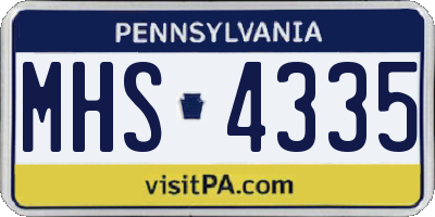 PA license plate MHS4335