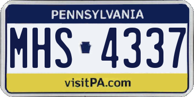PA license plate MHS4337