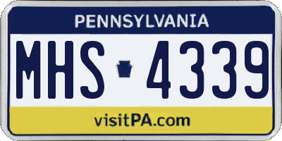 PA license plate MHS4339