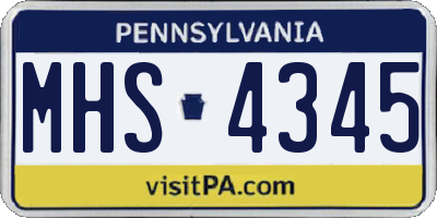 PA license plate MHS4345