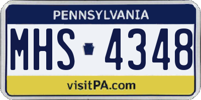 PA license plate MHS4348
