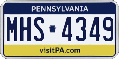 PA license plate MHS4349