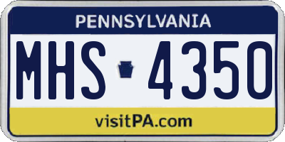 PA license plate MHS4350