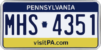 PA license plate MHS4351