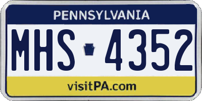 PA license plate MHS4352