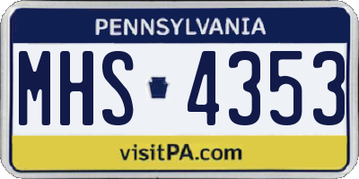 PA license plate MHS4353