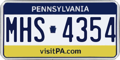 PA license plate MHS4354